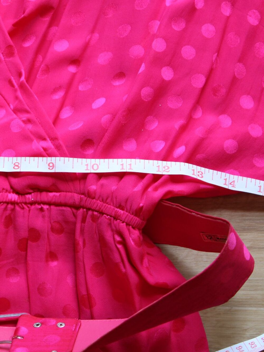 Vintage Liz Claiborne 100% Silk Hot Pink Polka-Dot Long Sleeve Midi Dress - Picture 10 of 16